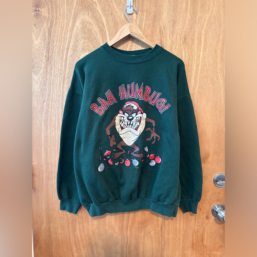 Vintage 90s Taz the Tasmanian Devil Cartoon Christmas Sweatshirt Men’s XL
